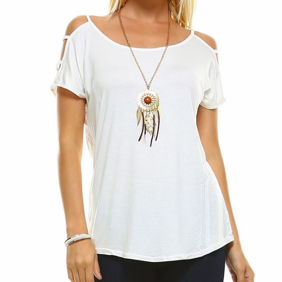 🔥LAST ONE🔥 NWT White Scoop Cutout Top - Picture 3 of 3